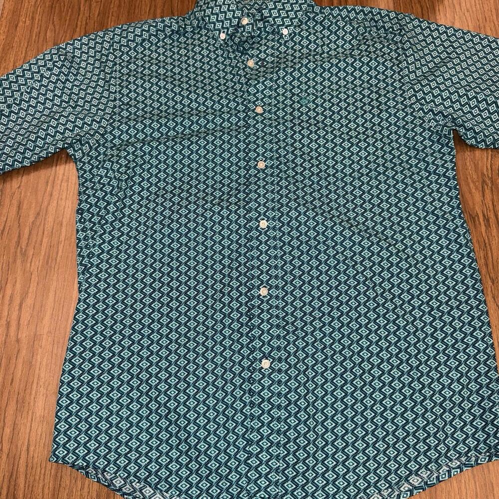 Ariat Teal Diamond Print Short Sleeve Button-Down Shirt